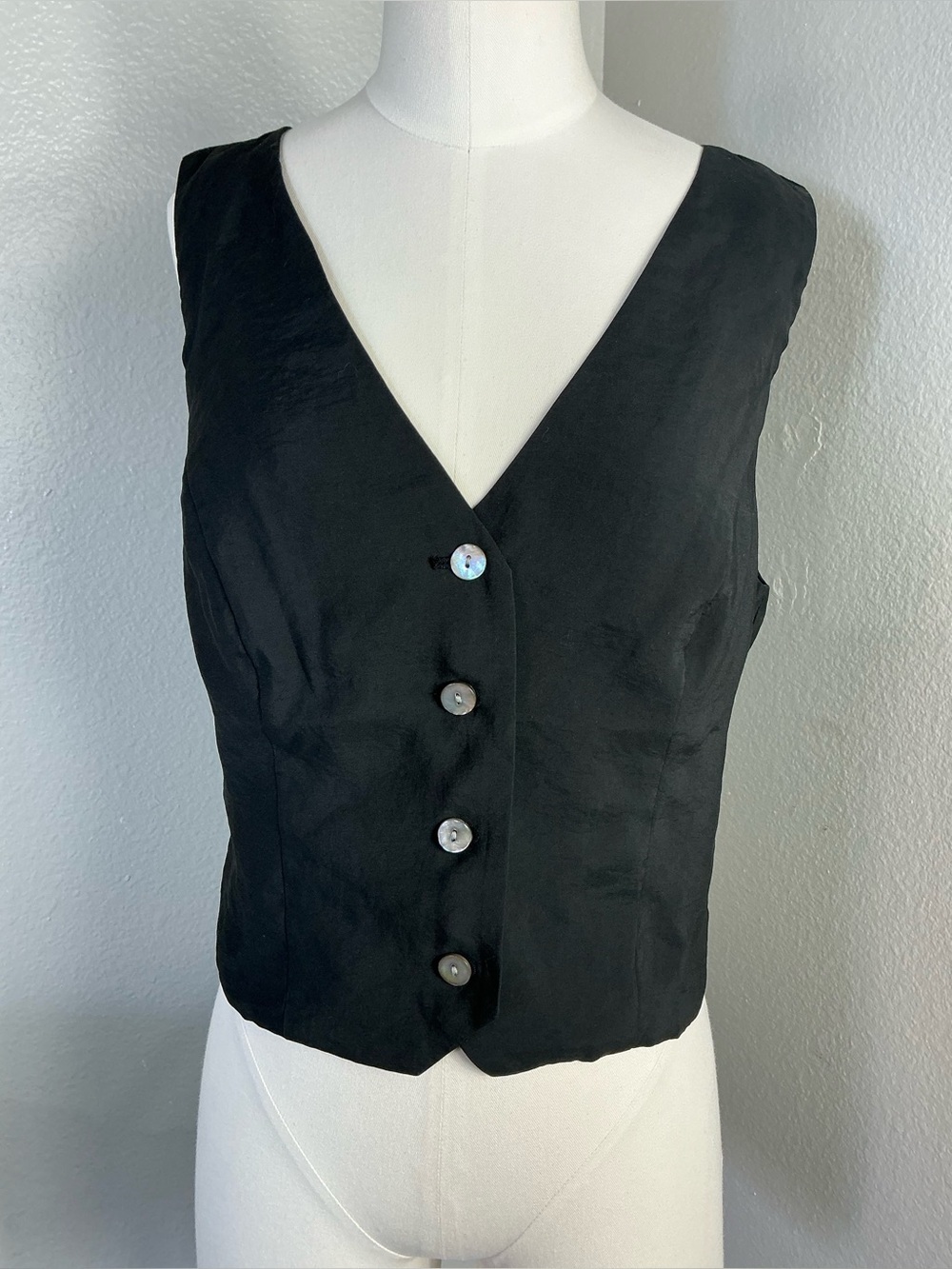 Madewell Black Button Front Vest Size 8